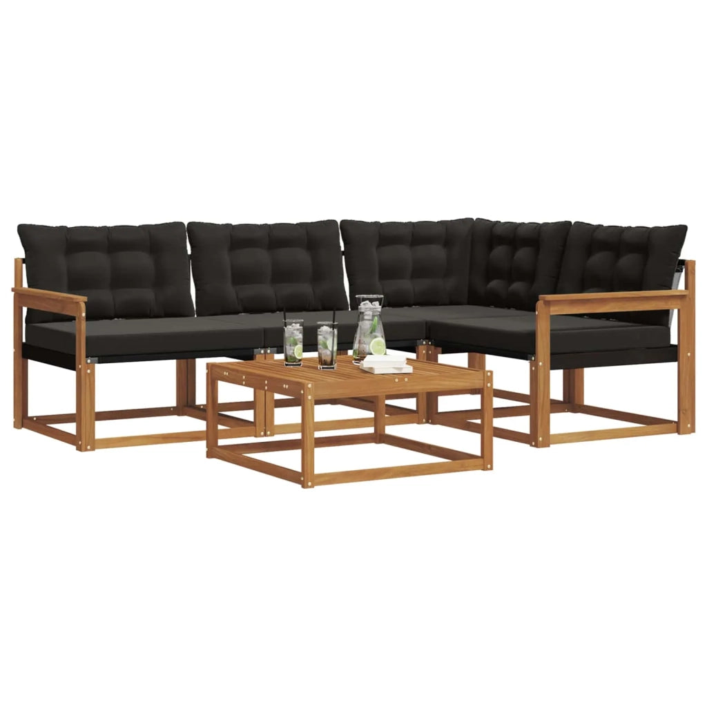 Set di divani da esterno con cuscino 5 pcs Naturale e Nero 3369427