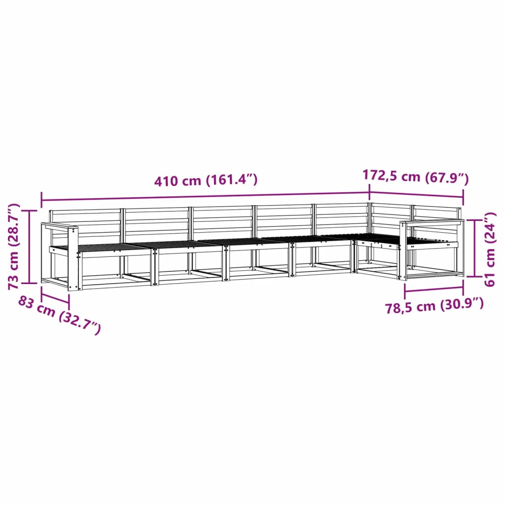 Set di divani da esterno 6 pcs Bianco 410 x 172,5 x 73 cm 3386518