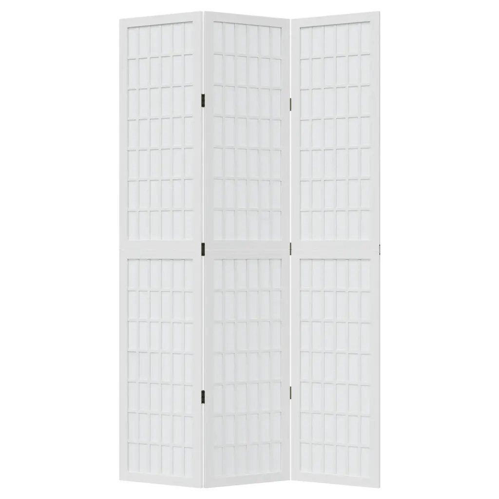 Divisorio Ambienti 3Pannelli Bianco Legno Massello di Paulownia 358783