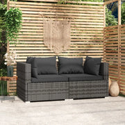 Divano a 2 Posti con Cuscini in Polyrattan Grigio cod mxl 39792