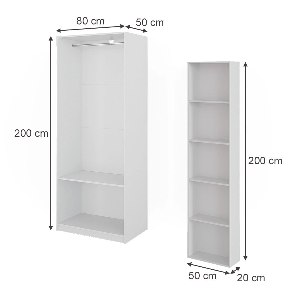 Armadio Elmo Bianco 80 x 200 cm Set di 2 Vicco