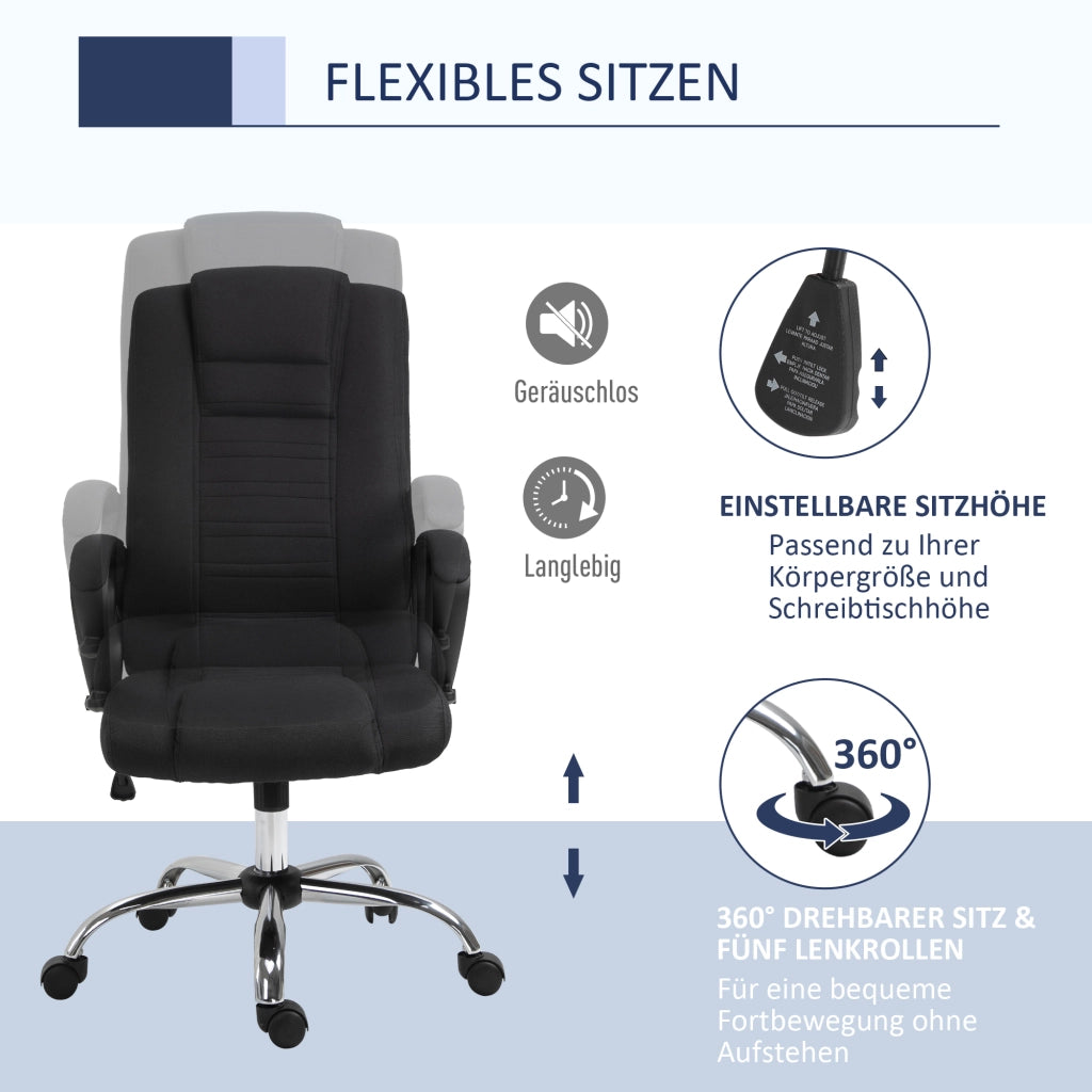 Sedia da ufficio ergonomica con braccioli ¨C zephmum ¨C nero, tessuto, altezza regolabile