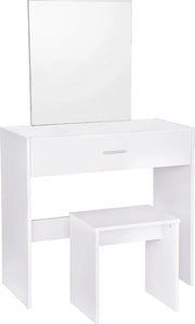 Tavolo da Trucco in Legno con Specchio e Comparto di Stoccaggio - 82x39x75 cm - Bianco