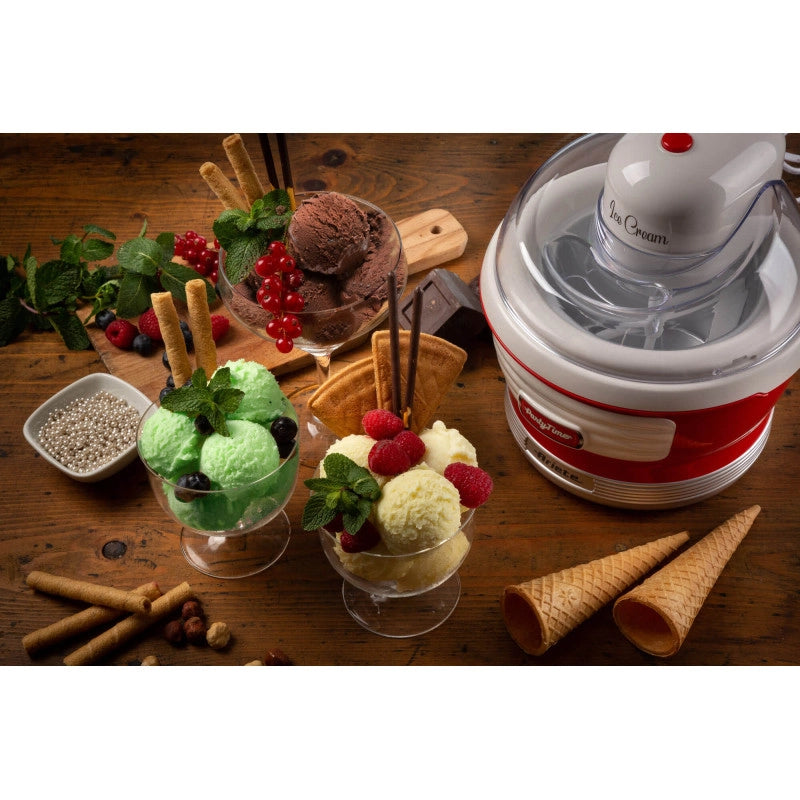 Macchina per fare il gelato 12W, capacità 1,5L, tempo preparazione 30 minuti - Rosso