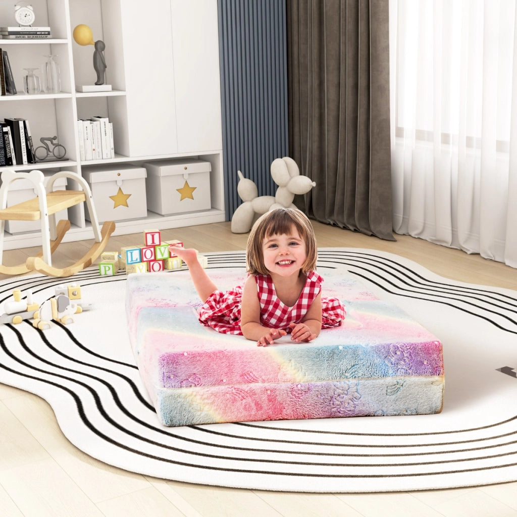 Divano per bambini piccoli con cuscino, Poltrona per bambini che brilla al buio con fodera lavabile Unicorno Arcobaleno-Divani per bimbi