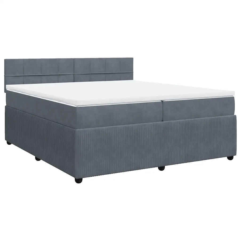 Giroletto a Molle con Materasso Grigio Scuro 200x200 cm Velluto