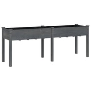 Fioriera | Cassetta per fiori | Vaso con Fodera Grigia 203x53x76cm Legno Massello di Abete