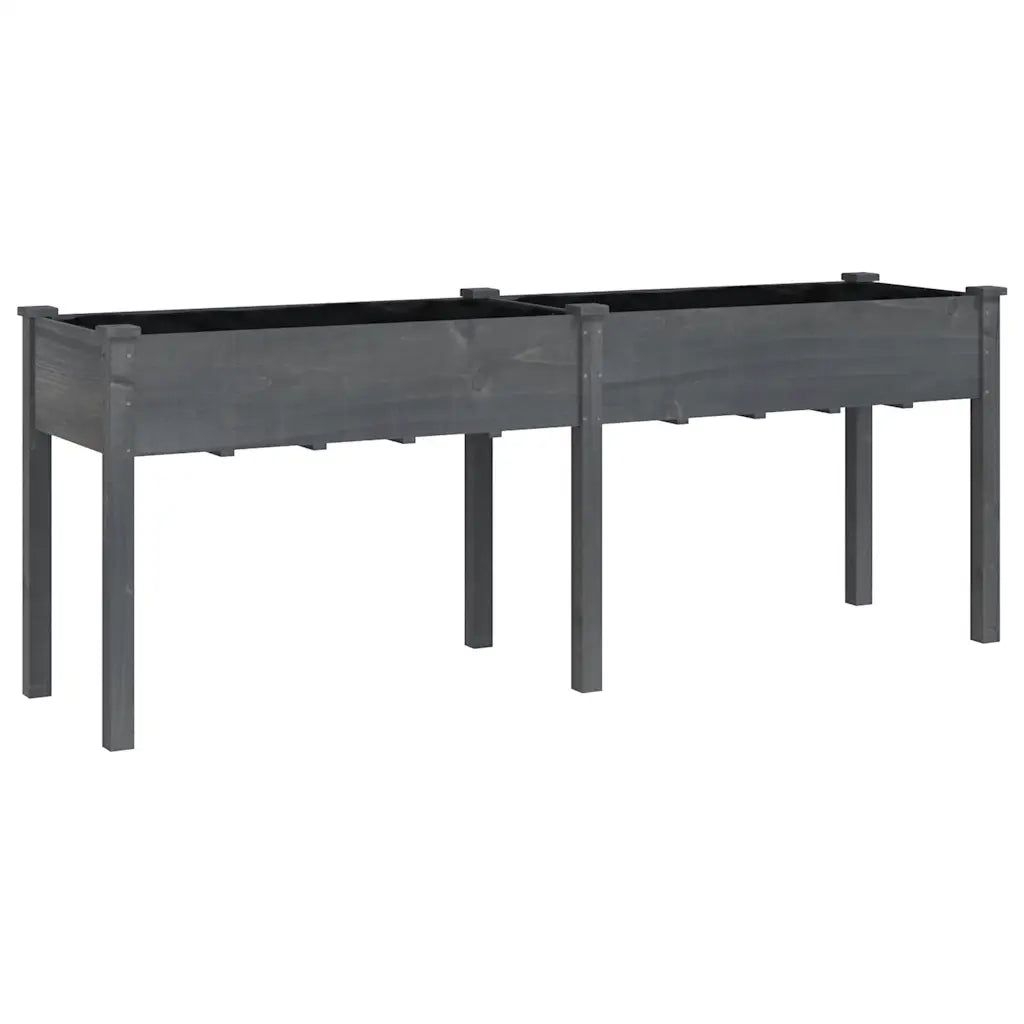Fioriera | Cassetta per fiori | Vaso con Fodera Grigia 203x53x76cm Legno Massello di Abete