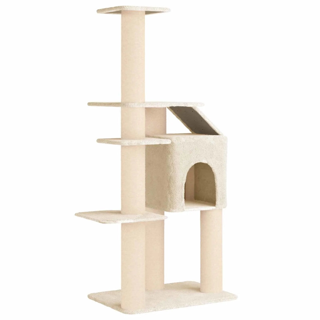 Albero per gatti con pali per graffiare in sisal Crema 183 cm 42033069