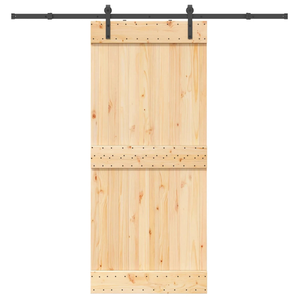 Porta scorrevole NARVIK Naturale e Nero 90 x 210 cm (213,5 cm) 3445260