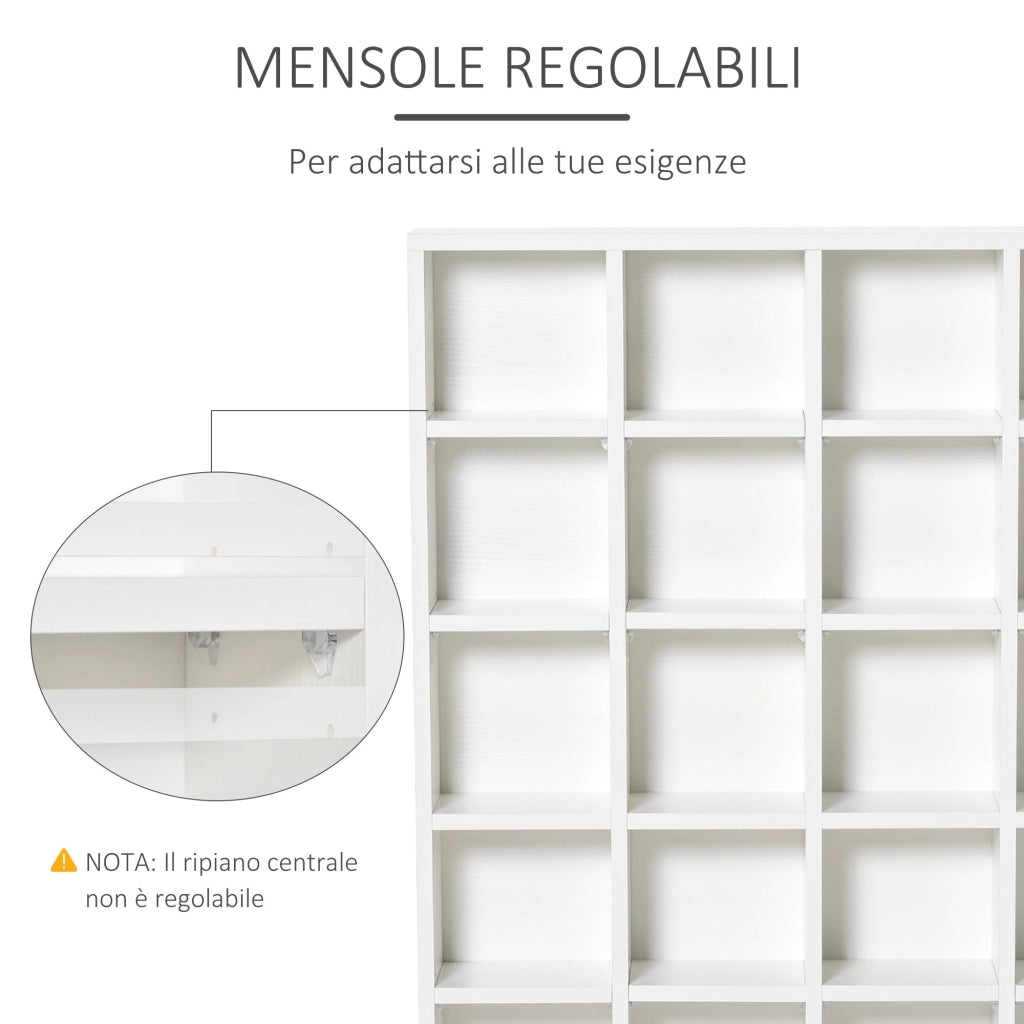 Libreria in Legno 24 Scomparti Bianco 130.5x89x20 cm