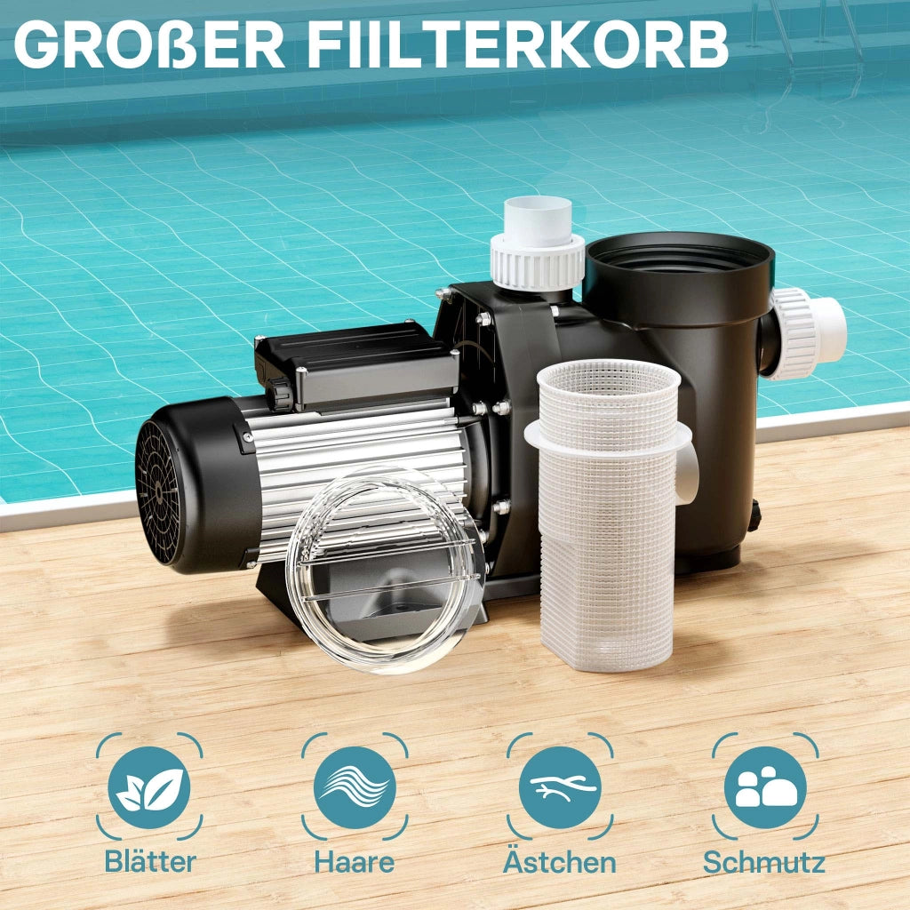 Pompa piscina per ricircolo e filtraggio 33600 l/h 1500 W Pompa di circolazione