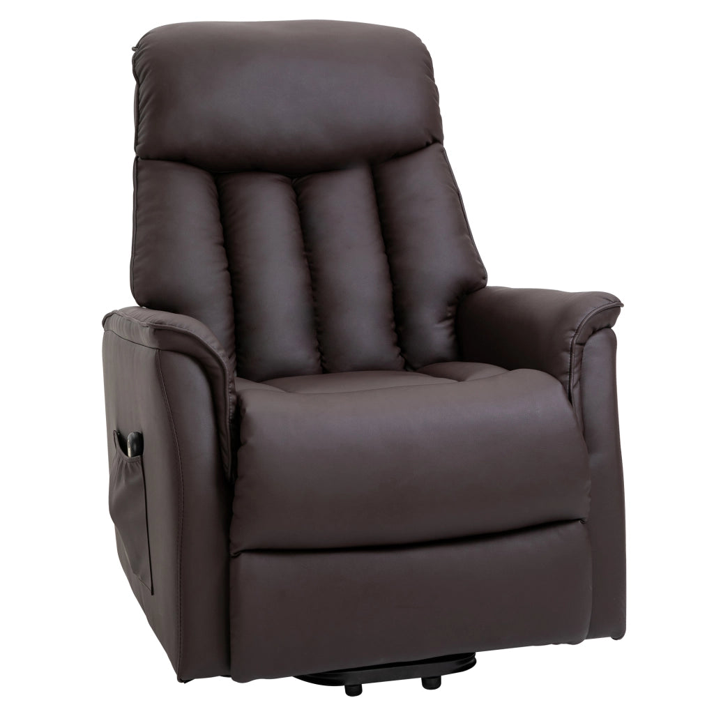 Poltrona Elettrica Reclinabile con Alzapersona ¨C zephmum ¨C Pelle Sintetica, Marrone