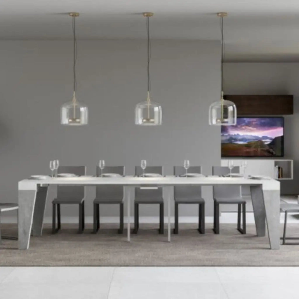 Consolle allungabile 90x40/300 cm Naxy Mix piano bianco frassino - struttura cemento