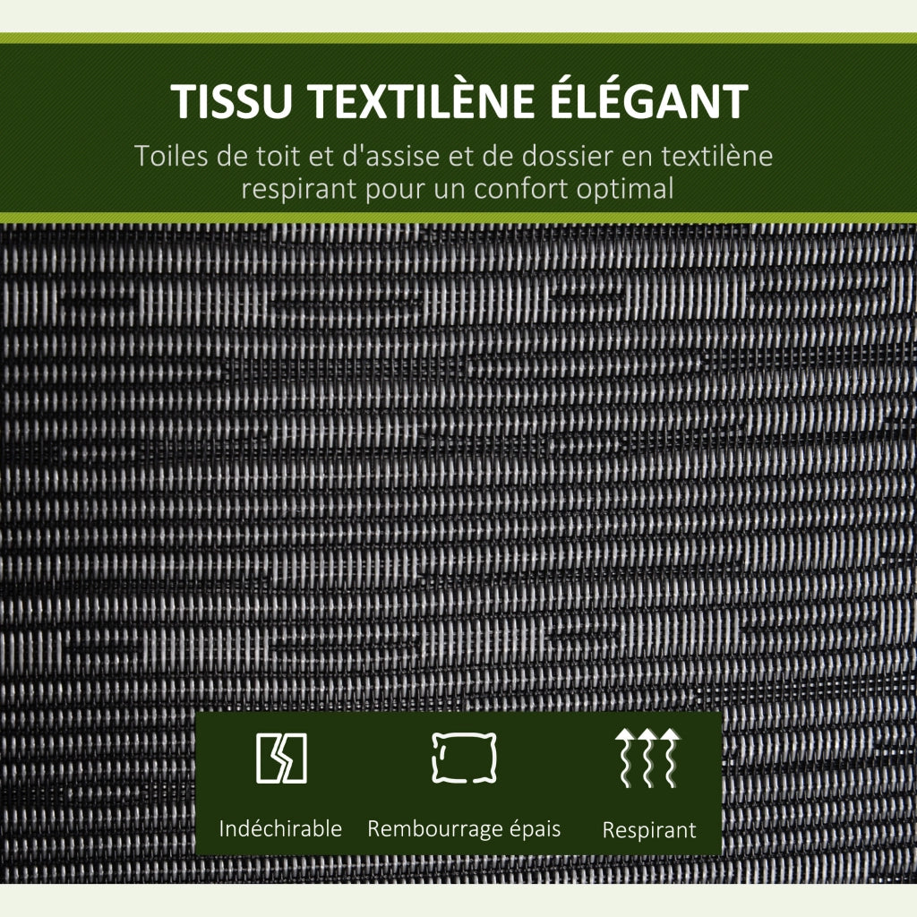 Amaca da Giardino 3 Posti con Cuscini ¨C Zephmum ¨C Grigio Nero Polyester Acciaio