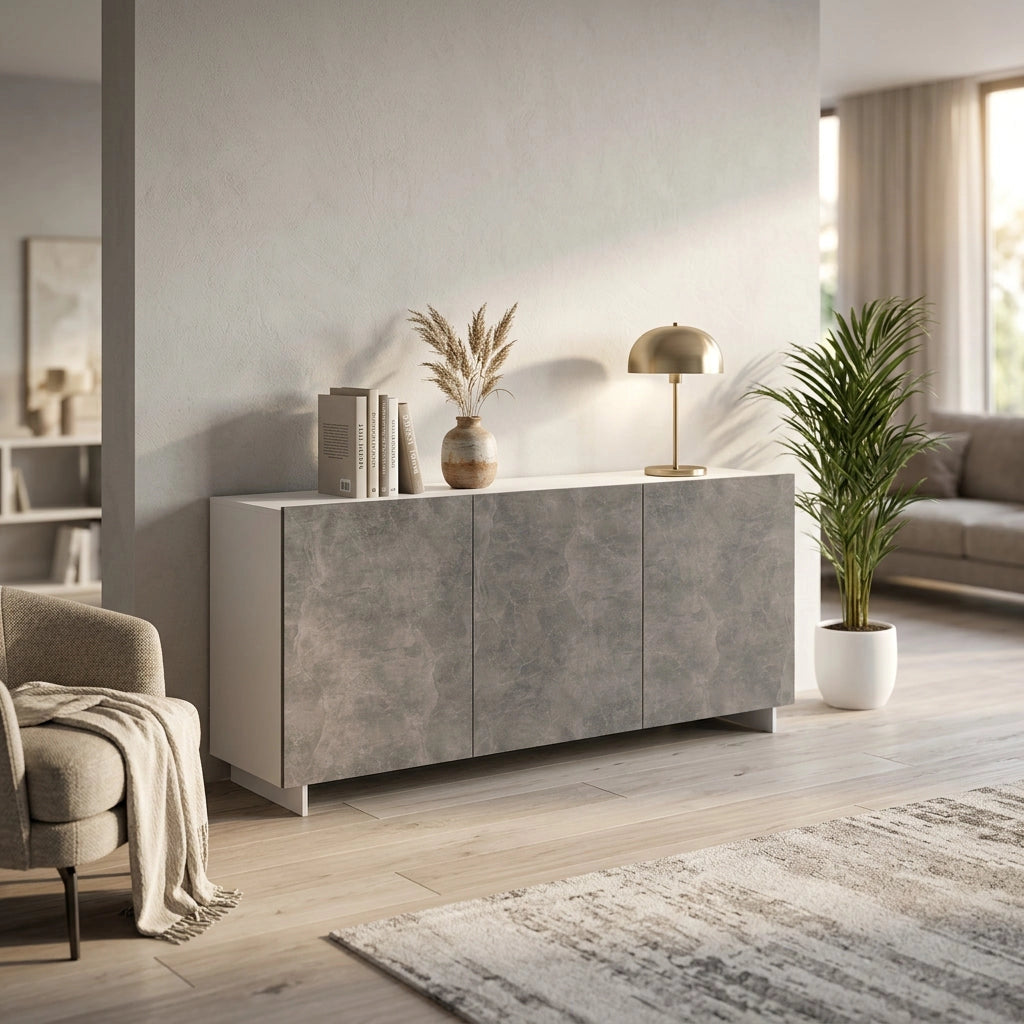 Madia Moderna 3 ante in Legno Composito cm 150x40x76 - ABEL