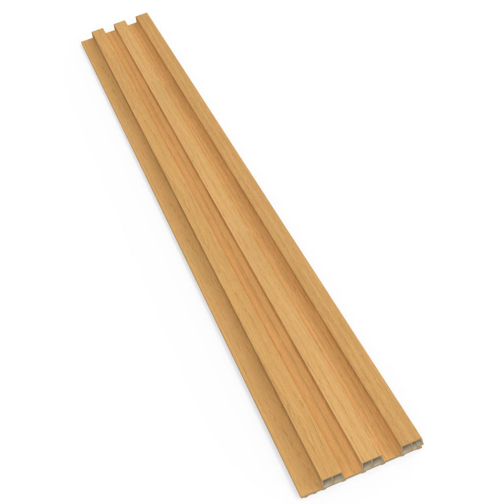 Bach - Set 8 Pannelli Fonoassorbenti Decorativi 150x18 cm per Interno ed Esterno in WPC Oak
