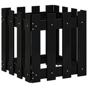Fioriera rialzata per piante fiori e terrazze con design a recinzione 40 x 40 x 40 cm pino nero massiccio 02_0038096