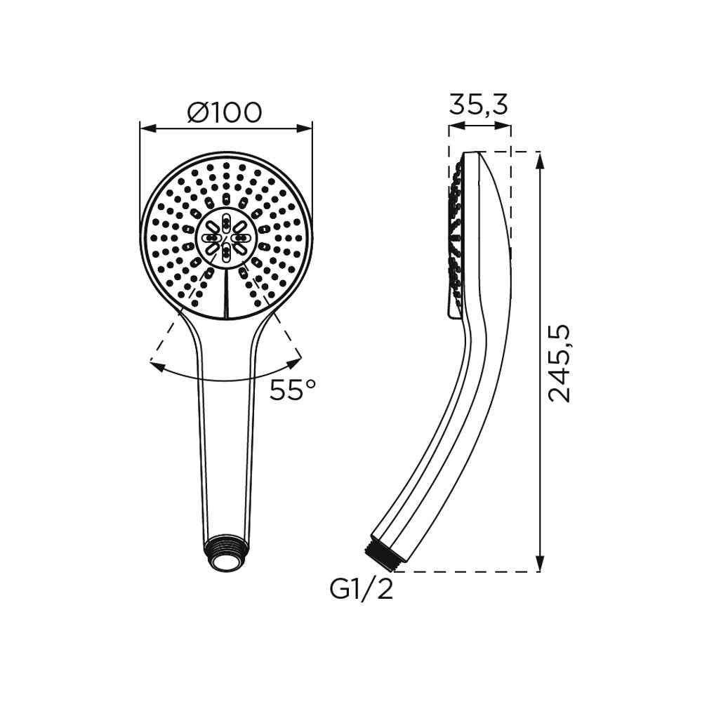 Doccino a 3 getti ideal standard serie idealrain, cromato