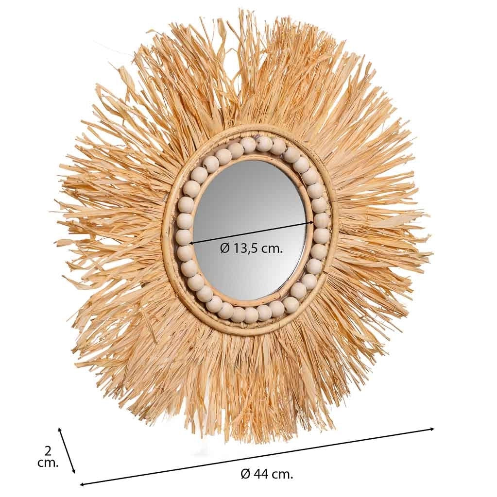 Specchio rotondo in fibra naturale marrone d44/13,5x02h