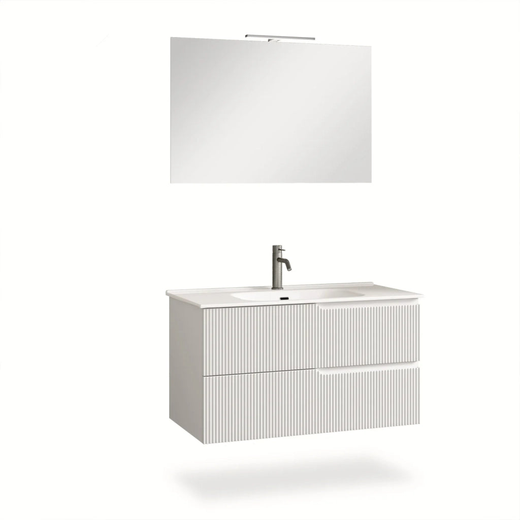 Mobile bagno composizione 4 pezzi L.91 P.46,5 H.190 cm VENERE colore bianco opaco