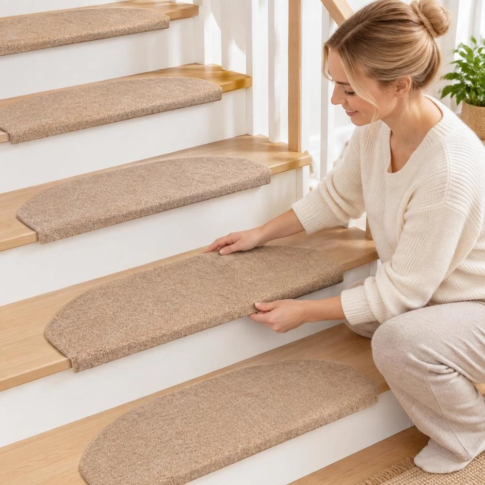 Self-adhesive Stair Treads, 15 Pieces, 65x22.5x3.5 Cm, Beige