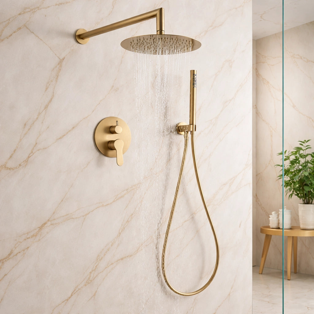Soffione Set Doccia Incasso 25cm A 2 Vie Oro Soffione Doccetta Completo 87896