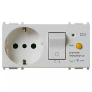 VIMAR PLANA - PRESA 2P+T 16A P30 INTERBLOCCATA CON INTERRUTTORE AUTOMATICO MAGNETOTERMICO DIFFERENZIALE C16 SILVER