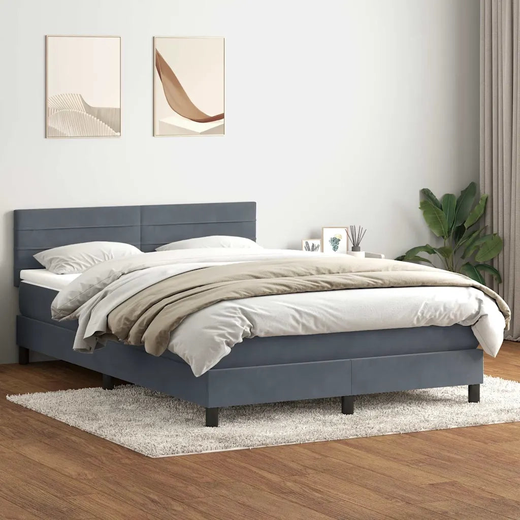 Letto a Molle con Materasso e LED Grigio Scuro 160x210 cm Velluto 3316984