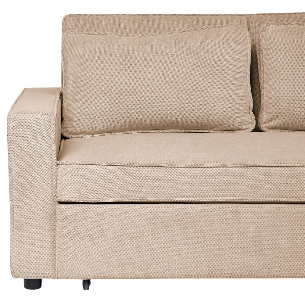 Divano letto in tessuto marrone chiaro con funzione letto pieghevole Divano minimalista