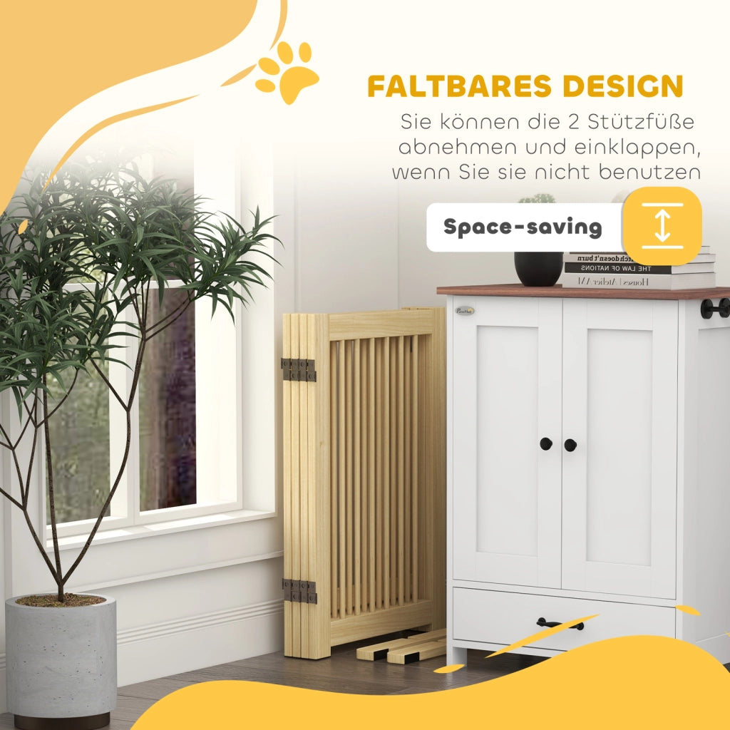 Cancelletto per cani 4 pannelli pieghevole ¨C Xylo ¨C legno pino 204x36x75 cm naturale