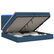 Letto Ottomano con Materasso e LED Blu 200 x 200 cm Tessuto 3458186