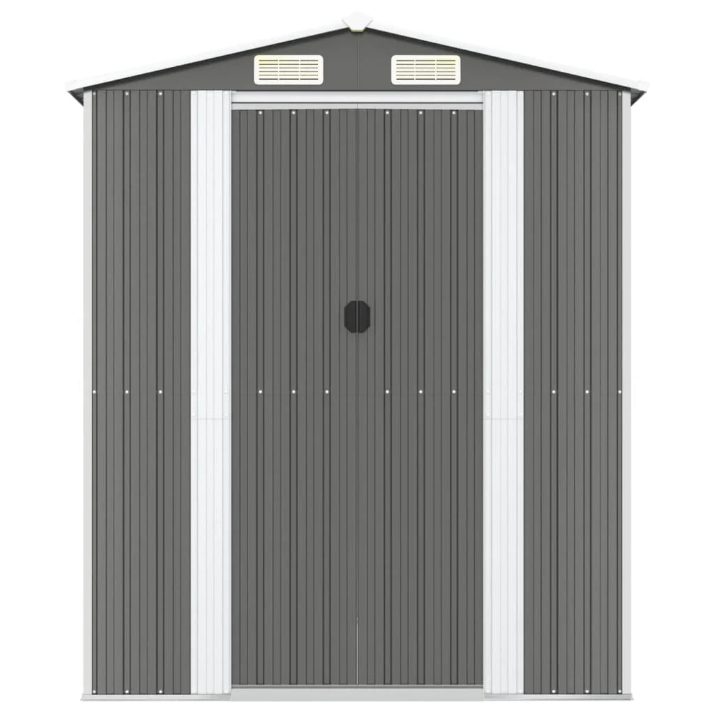 Casetta da giardino cabina ripostiglio capanno da esterno capanno per attrezzi robusta colore chiaro 192 x 274 x 223 cm acciaio zincato grigio 02_0022256
