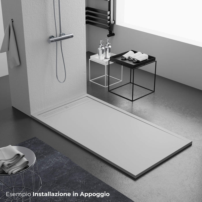 Piatto Doccia 80x170 cm in Pietra Bonussi Makalu Grigio Chiaro
