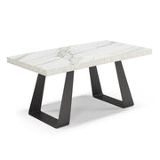 Tavolo allungabile da pranzo Marmo di Carrara 160x90 MADE IN ITALY modello ARGO fino a 240 CM per sala da pranzo, cucina e soggiorno, design moderno con top melaminico