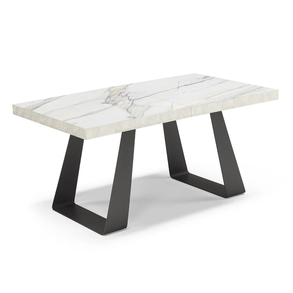 Tavolo allungabile da pranzo Marmo di Carrara 160x90 MADE IN ITALY modello ARGO fino a 240 CM per sala da pranzo, cucina e soggiorno, design moderno con top melaminico