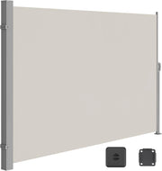 SONGMICS Paravento da Esterno, Tenda da Sole Laterale, Antiruggine, Estensibile, 180 x 350 cm, Frangivista, Parasole Ombreggiante, Tenda da Esterno Balcone Terrazzo Giardino, Beige GSA185T02