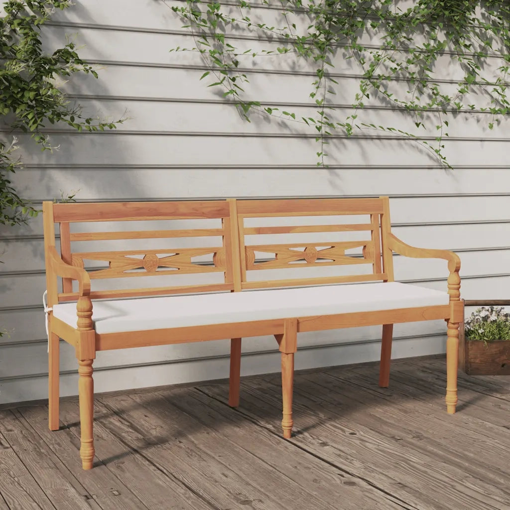 Panchina Batavia con Cuscino 150 cm in Legno Massello di Teak
