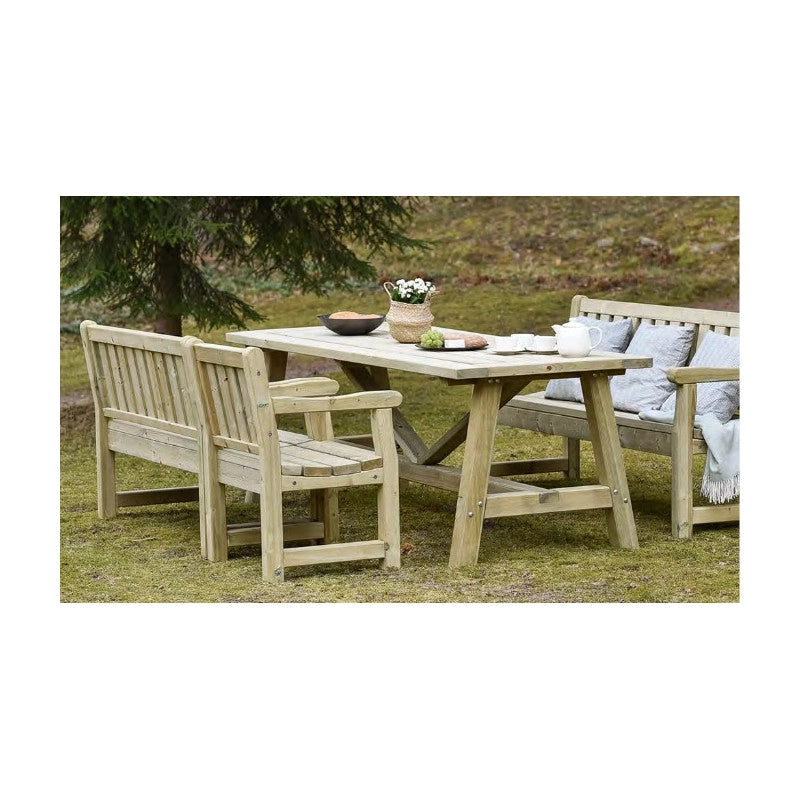 Tavolo da giardino in legno 240x90 cm, piano spesso 44 mm, pino impregnato per esterno resistente - Esterni da Vivere