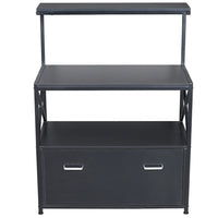 Mobile Multiuso per Stampante 3 Ripiani e 1 Cassetto 80x40x110 cm in MDF Nero