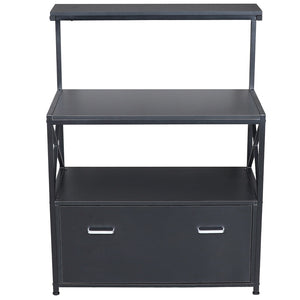 Mobile Multiuso per Stampante 3 Ripiani e 1 Cassetto 80x40x110 cm in MDF Nero