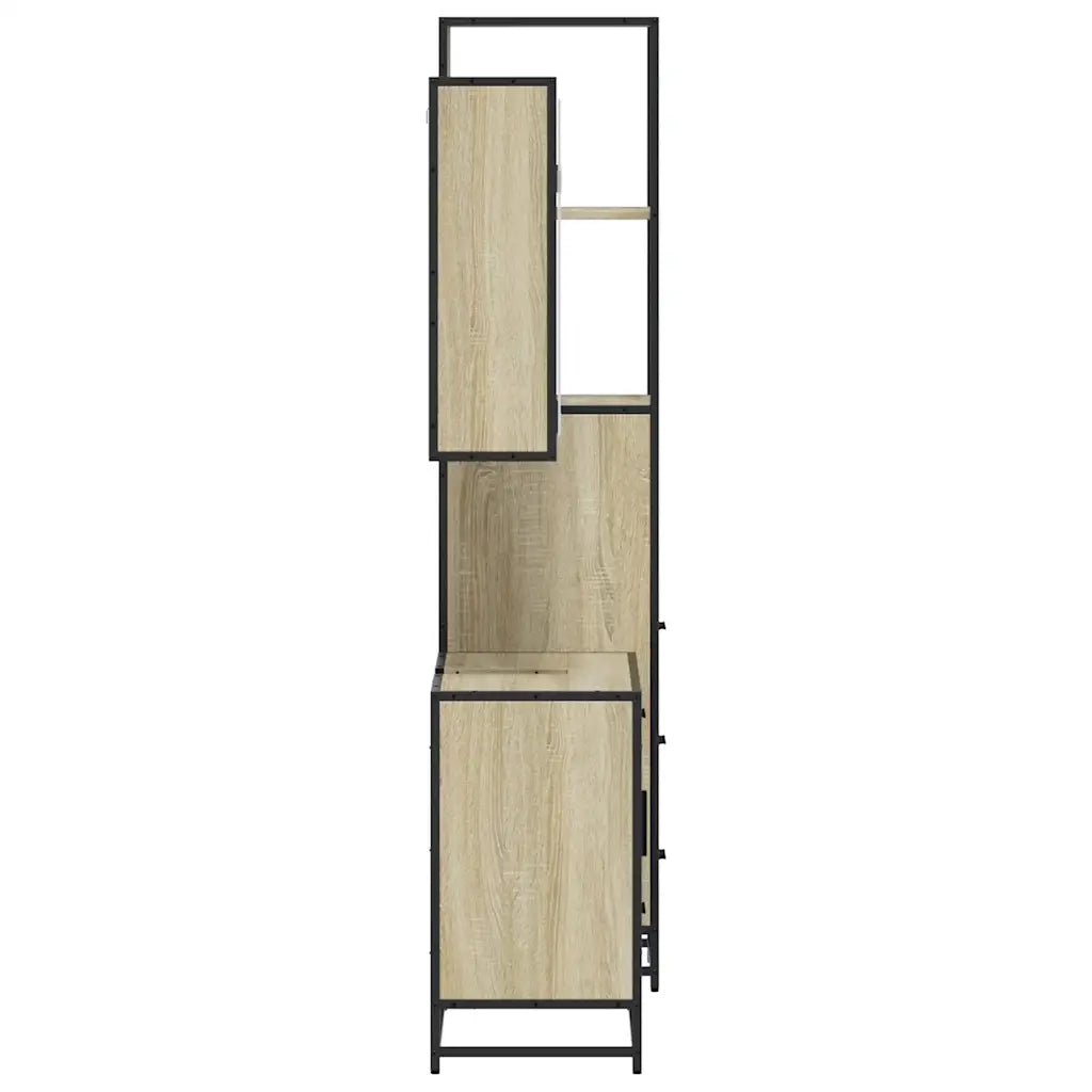 Set Mobili da Bagno 3 pz Rovere Sonoma in Legno Multistrato