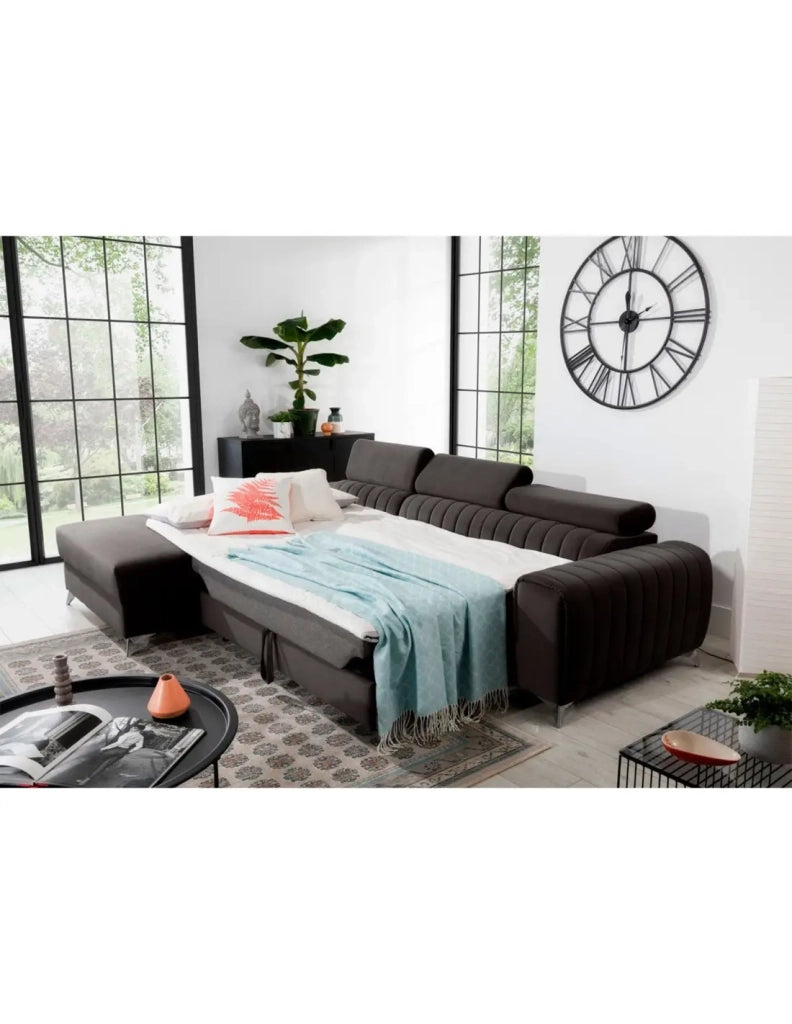 Divano ad angolo sinistro Grigio scuro convertibile 3 posti JAYSON design contemporaneo