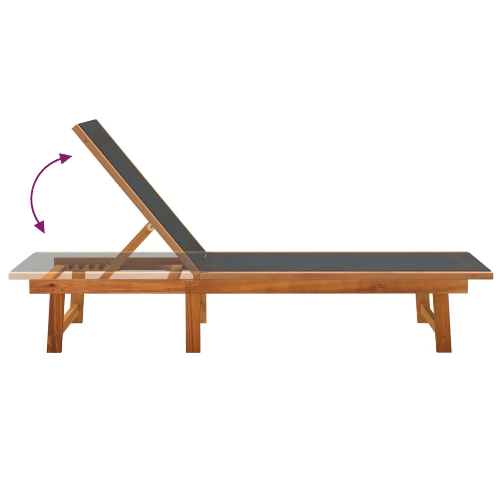 Lettini Prendisole 2 pz Neri Legno Massello Acacia e Textilene 3279247