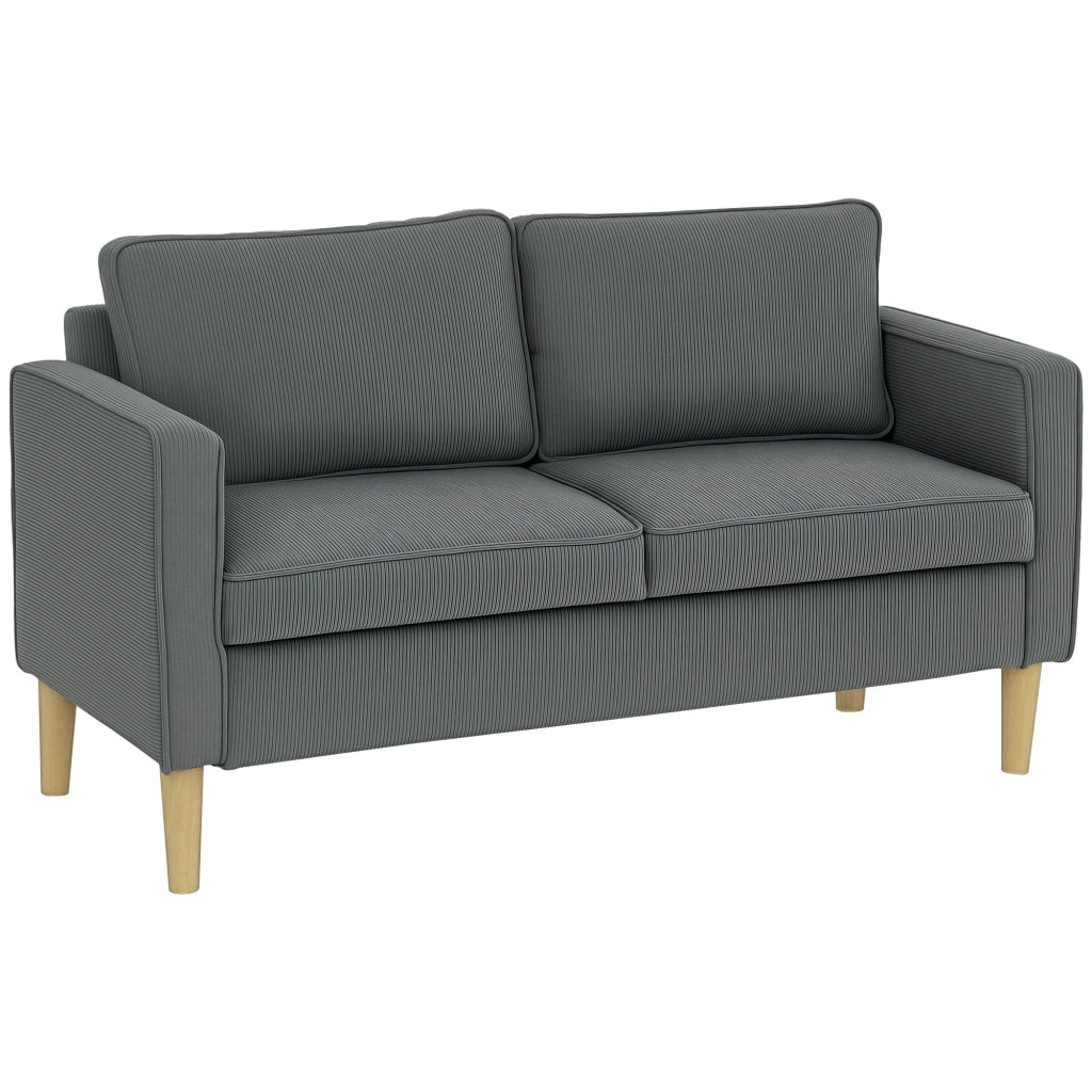 Divano 2 posti con contenitore ¨C Xylo ¨C Tessuto effetto velluto grigio, legno, 140x63x79 cm