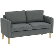 Divano 2 posti con contenitore ¨C Xylo ¨C Tessuto effetto velluto grigio, legno, 140x63x79 cm