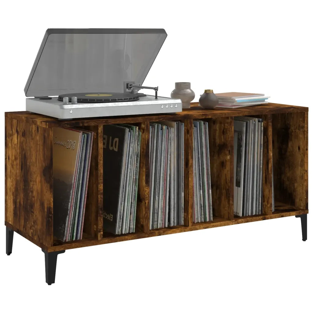 Mobile Porta Dischi Rovere Fumo 100x38x48 cm Legno Multistrato 831986