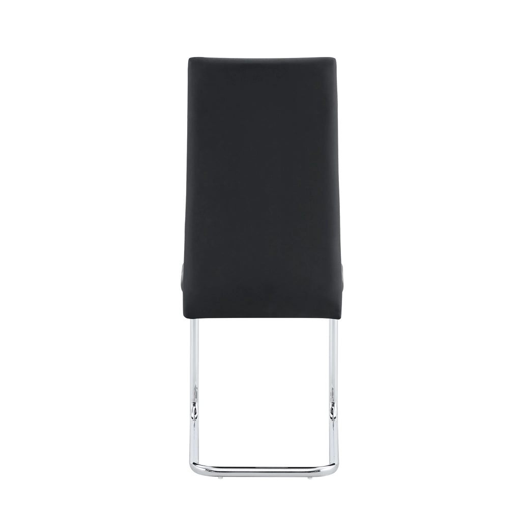 Sedia da pranzo moderna nera in PU e metallo con design ergonomico
