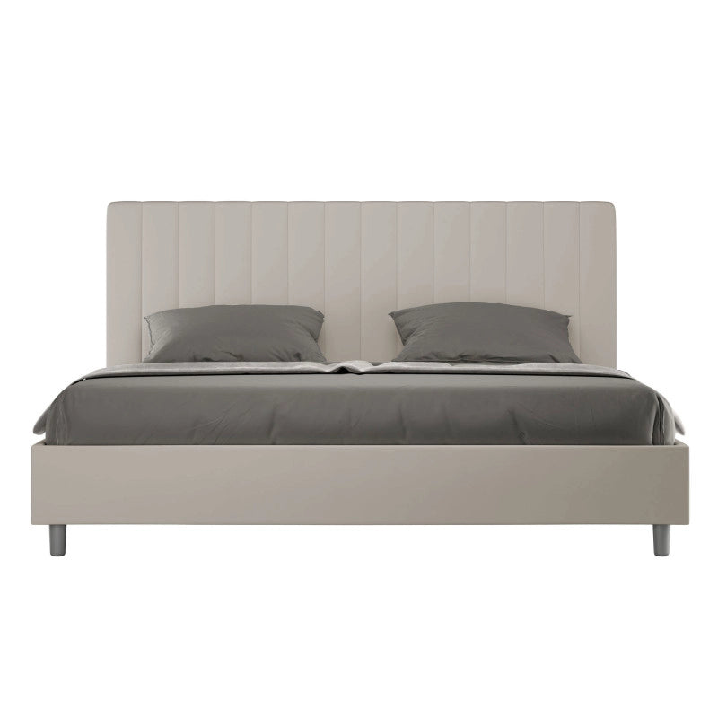 Letto imbottito Matrimoniale 180x200 cm Agueda - Similpelle,Tortora,Con rete