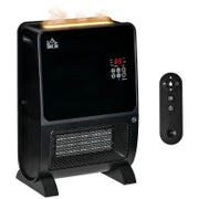 Stufa Elettrica 2in1 con Umidificatore, Luce LED 3 Colori, Timer e Telecomando, 33x21x49.5 cm, Nero